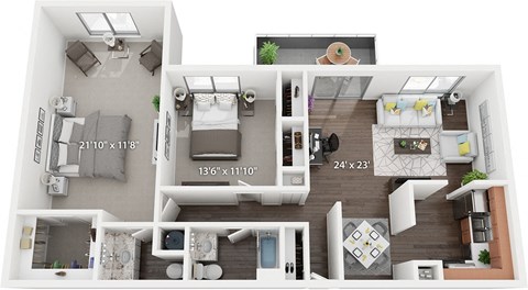 a 1 bedroom floor plan  the crossings